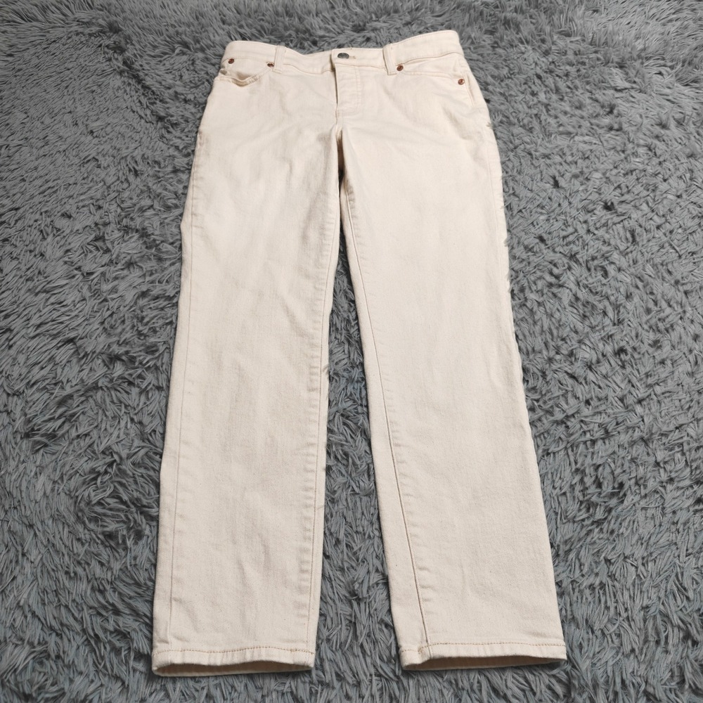 Talbots Slim Ankle Jean Women 4P Cream Cotton Stretch Mid Rise Denim 4 Petite